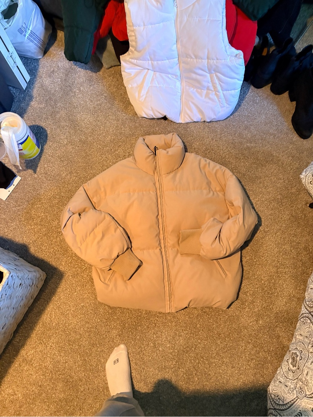 Women's Tan Puffer Jacket